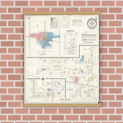 Old map wall art mockup — magnetic wood frame on brick wall — Sanborn Fire Insurance Map from Pigeon, Huron County, Michigan (1939) - Complete Map Set