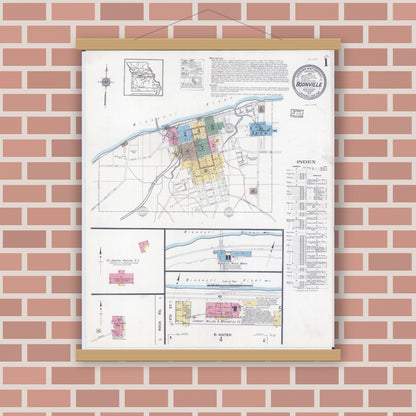 Old map wall art mockup — magnetic wood frame on brick wall — Sanborn Fire Insurance Map from Boonville, Cooper County, Missouri (1917) - Complete Map Set