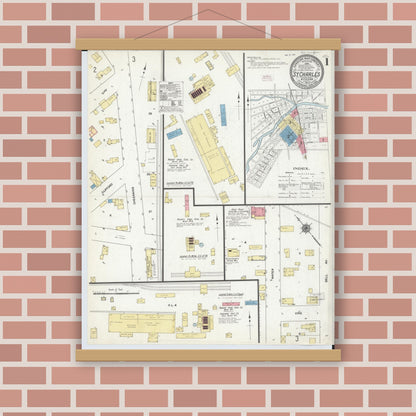 Old map wall art mockup — magnetic wood frame on brick wall — Sanborn Fire Insurance Map from Saint Charles, Saginaw County, Michigan (1911) - Complete Map Set
