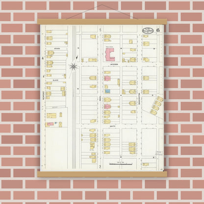 Old map wall art mockup — magnetic wood frame on brick wall — Sanborn Fire Insurance Map from Alliance, Northampton County, Pennsylvania (1904), Sheet #0006