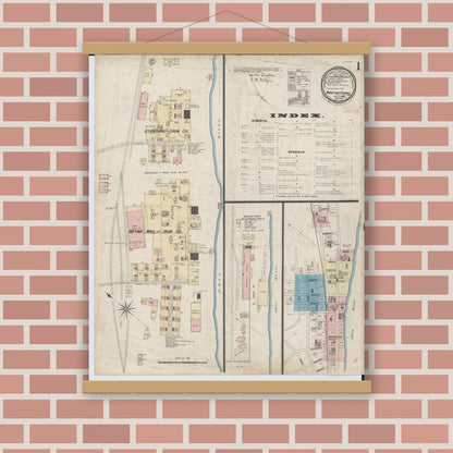 Old map wall art mockup — magnetic wood frame on brick wall — Sanborn Fire Insurance Map from Martins Ferry, Belmont County, Ohio (Unknown) - Complete Map Set