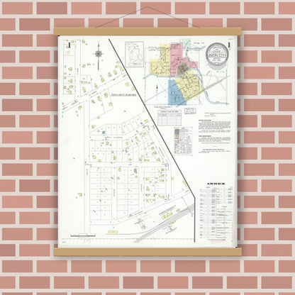 Old map wall art mockup — magnetic wood frame on brick wall — Sanborn Fire Insurance Map from Union City, Branch And Calhoun Counties, Michigan (1940) - Complete Map Set