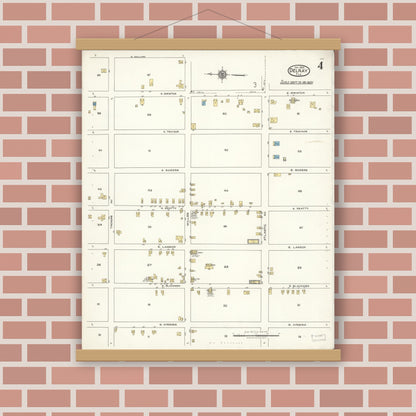 Old map wall art mockup — magnetic wood frame on brick wall — Sanborn Fire Insurance Map from Delray, Palm Beach County, Florida (1922), Sheet #0004