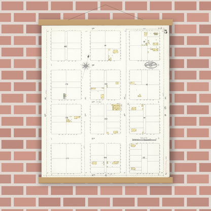 Old map wall art mockup — magnetic wood frame on brick wall — Sanborn Fire Insurance Map from National City, San Diego County, California (1907), Sheet #0005