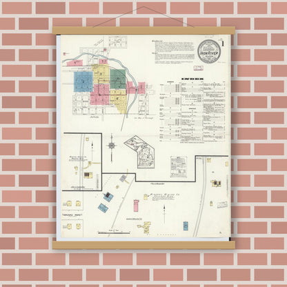 Old map wall art mockup — magnetic wood frame on brick wall — Sanborn Fire Insurance Map from Iron River, Iron County, Michigan (1913) - Complete Map Set