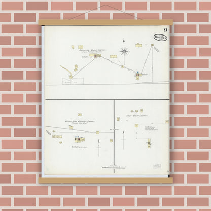 Old map wall art mockup — magnetic wood frame on brick wall — Sanborn Fire Insurance Map from Bessemer, Gogebic County, Michigan (1891), Sheet #0009