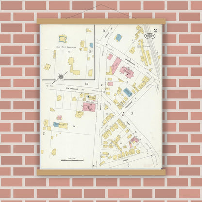 Old map wall art mockup — magnetic wood frame on brick wall — Sanborn Fire Insurance Map from Summit, Union County, New Jersey (1911) - Complete Map Set