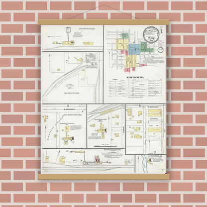 Old map wall art mockup — magnetic wood frame on brick wall — Sanborn Fire Insurance Map from Plano, Collin County, Texas (1901) - Complete Map Set
