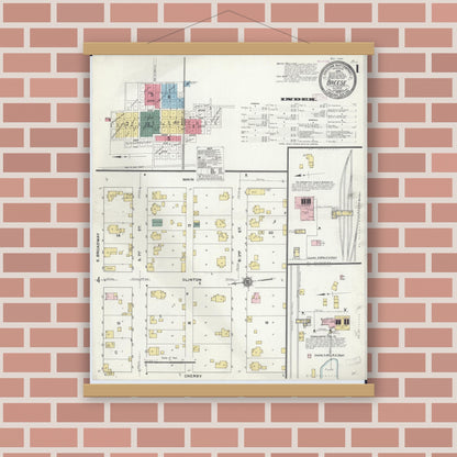 Old map wall art mockup — magnetic wood frame on brick wall — Sanborn Fire Insurance Map from Breese, Clinton County, Illinois (1909) - Complete Map Set