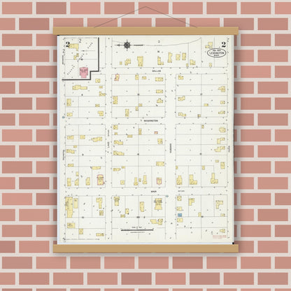 Old map wall art mockup — magnetic wood frame on brick wall — Sanborn Fire Insurance Map from Lexington, Sanilac County, Michigan (1924), Sheet #0002