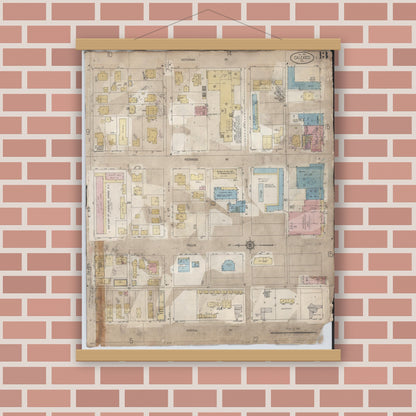 Old map wall art mockup — magnetic wood frame on brick wall — Sanborn Fire Insurance Map from Calexico, Imperial County, California (1956), Sheet #0013