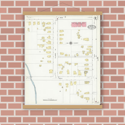 Old map wall art mockup — magnetic wood frame on brick wall — Sanborn Fire Insurance Map from East Aurora, Erie County, New York (1912) - Complete Map Set