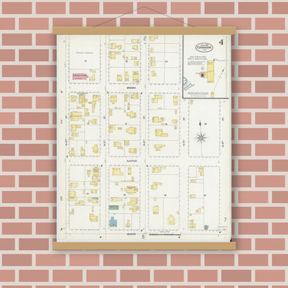 Old map wall art mockup — magnetic wood frame on brick wall — Sanborn Fire Insurance Map from Fernandina, Nassau County, Florida (1903), Sheet #0004