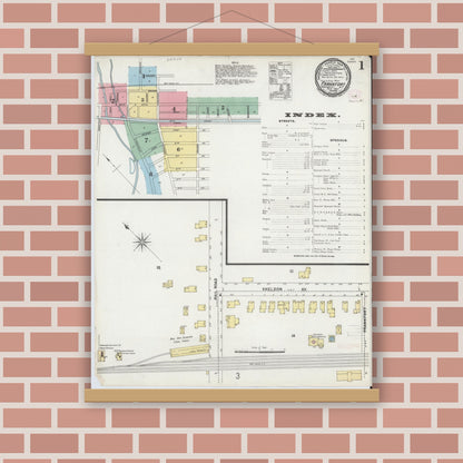 Old map wall art mockup — magnetic wood frame on brick wall — Sanborn Fire Insurance Map from Frankfort, Herkimer County, New York (1897) - Complete Map Set