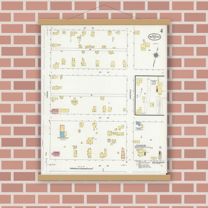 Old map wall art mockup — magnetic wood frame on brick wall — Sanborn Fire Insurance Map from Waterford, Erie County, Pennsylvania (1911), Sheet #0004
