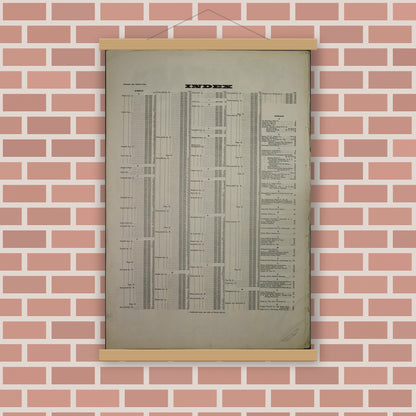 Old map wall art mockup — magnetic wood frame on brick wall — Sanborn Fire Insurance Map from Chicago, Cook County, Illinois (1919), Sheet #0001
