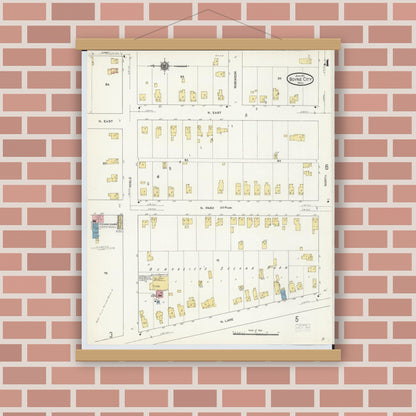 Old map wall art mockup — magnetic wood frame on brick wall — Sanborn Fire Insurance Map from Boyne City, Charlevoix County, Michigan (1911), Sheet #0004