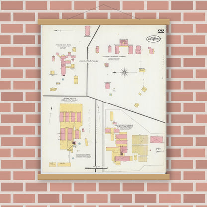 Old map wall art mockup — magnetic wood frame on brick wall — Sanborn Fire Insurance Map from Alexandria, Independent Cities, Virginia (1902), Sheet #0022