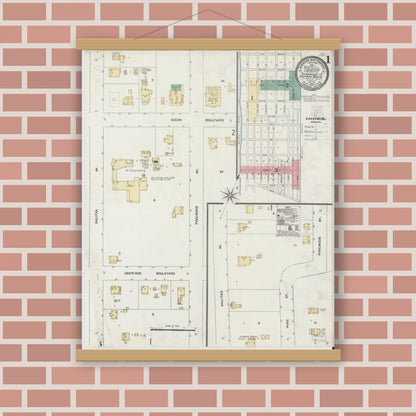 Old map wall art mockup — magnetic wood frame on brick wall — Sanborn Fire Insurance Map from Seabreeze, Volusia County, Florida (1906) - Complete Map Set