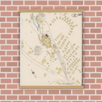 Old map wall art mockup — magnetic wood frame on brick wall — Sanborn Fire Insurance Map from Hilo, Hawaii County, Hawaii (1921), Sheet #0029