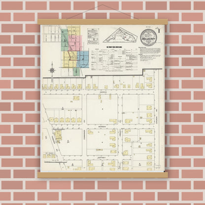 Old map wall art mockup — magnetic wood frame on brick wall — Sanborn Fire Insurance Map from Mulberry, Polk County, Florida (1914) - Complete Map Set
