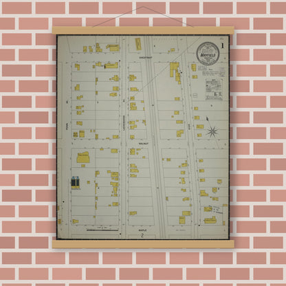 Old map wall art mockup — magnetic wood frame on brick wall — Sanborn Fire Insurance Map from Mayfield, Lackawanna County, Pennsylvania (1903) - Complete Map Set