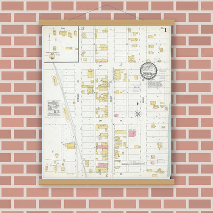 Old map wall art mockup — magnetic wood frame on brick wall — Sanborn Fire Insurance Map from Spring Valley, Pierce County, Wisconsin (1900) - Complete Map Set