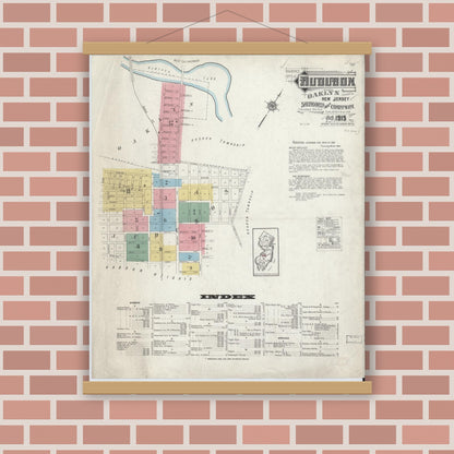 Old map wall art mockup — magnetic wood frame on brick wall — Sanborn Fire Insurance Map from Audubon, Camden County, New Jersey (1915) - Complete Map Set