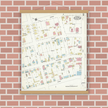 Old map wall art mockup — magnetic wood frame on brick wall — Sanborn Fire Insurance Map from Eagle Pass, Maverick County, Texas (1910), Sheet #0002