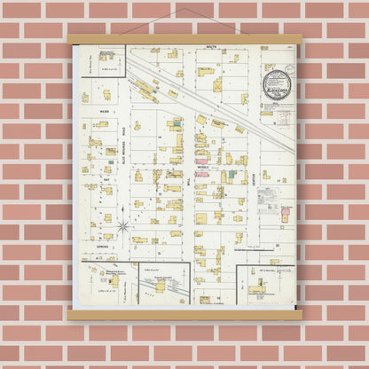 Old map wall art mockup — magnetic wood frame on brick wall — Sanborn Fire Insurance Map from Black Earth, Dane County, Wisconsin (1899), Sheet #0001