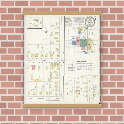 Old map wall art mockup — magnetic wood frame on brick wall — Sanborn Fire Insurance Map from Sparta, Kent County, Michigan (1910) - Complete Map Set