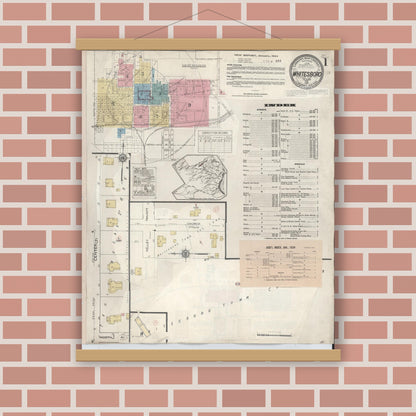 Old map wall art mockup — magnetic wood frame on brick wall — Sanborn Fire Insurance Map from Whitesboro, Grayson County, Texas (1943) - Complete Map Set