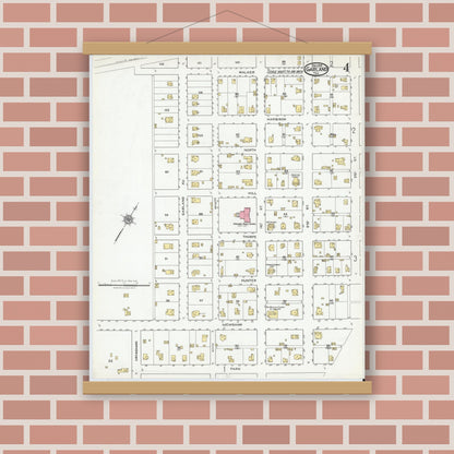Old map wall art mockup — magnetic wood frame on brick wall — Sanborn Fire Insurance Map from Garland, Dallas County, Texas (1919), Sheet #0004