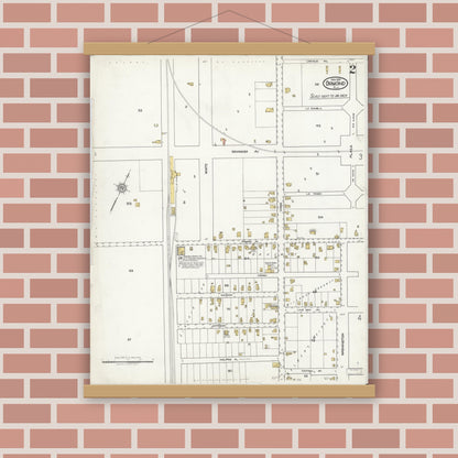 Old map wall art mockup — magnetic wood frame on brick wall — Sanborn Fire Insurance Map from Ormond, Volusia County, Florida (1921), Sheet #0002