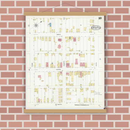 Old map wall art mockup — magnetic wood frame on brick wall — Sanborn Fire Insurance Map from Mauch Chunk, Carbon County, Pennsylvania (1908), Sheet #0010