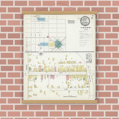 Old map wall art mockup — magnetic wood frame on brick wall — Sanborn Fire Insurance Map from Braidwood, Will County, Illinois (1892) - Complete Map Set