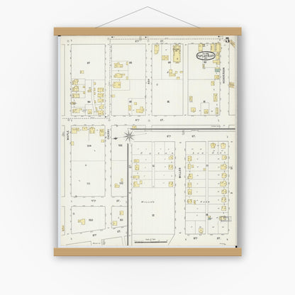 Old map wall art mockup — magnetic wood frame on white wall — Sanborn Fire Insurance Map from Poplar Bluff, Butler County, Missouri (1895), Sheet #0005
