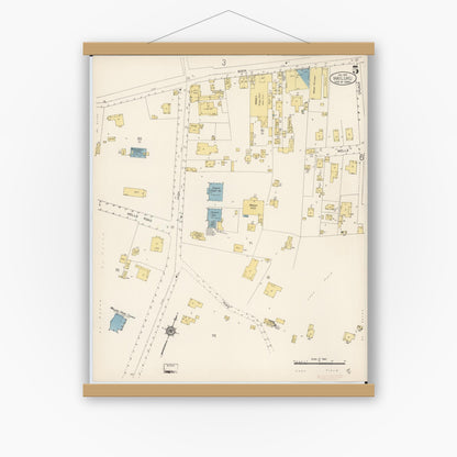 Old map wall art mockup — magnetic wood frame on white wall — Sanborn Fire Insurance Map from Wailuku, Maui County, Hawaii (1914), Sheet #0005