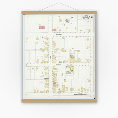 Old map wall art mockup — magnetic wood frame on white wall — Sanborn Fire Insurance Map from Williamsburg, Clermont County, Ohio (1900), Sheet #0002