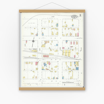 Old map wall art mockup — magnetic wood frame on white wall — Sanborn Fire Insurance Map from Shakopee, Scott County, Minnesota (1910), Sheet #0002