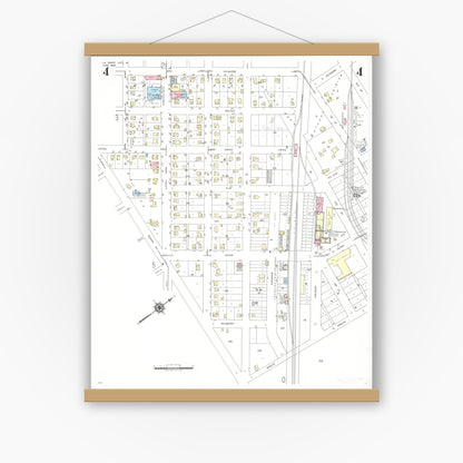 Old map wall art mockup — magnetic wood frame on white wall — Sanborn Fire Insurance Map from La Porte City, Black Hawk County, Iowa (1948), Sheet #0004