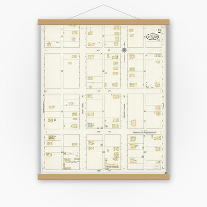 Old map wall art mockup — magnetic wood frame on white wall — Sanborn Fire Insurance Map from Saint Cloud, Osceola County, Florida (1915), Sheet #0002