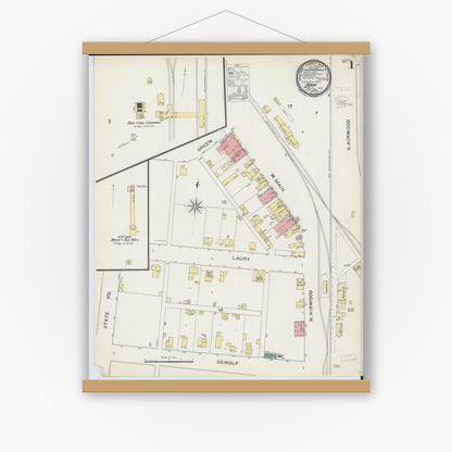 Old map wall art mockup — magnetic wood frame on white wall — Sanborn Fire Insurance Map from Odin, Marion County, Illinois (1893) - Complete Map Set