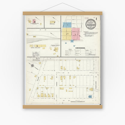 Old map wall art mockup — magnetic wood frame on white wall — Sanborn Fire Insurance Map from Shenandoah, Page County, Virginia (1910) - Complete Map Set