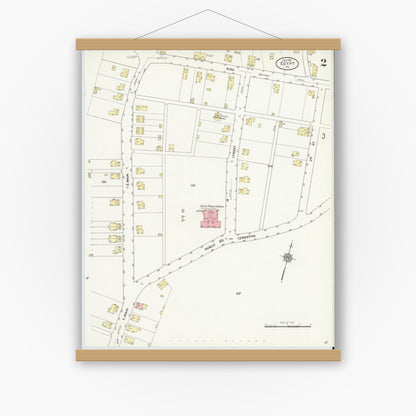 Old map wall art mockup — magnetic wood frame on white wall — Sanborn Fire Insurance Map from Egypt, Lehigh County, Pennsylvania (1911), Sheet #0002