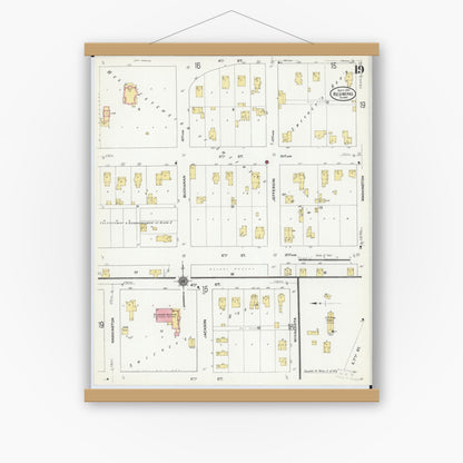 Old map wall art mockup — magnetic wood frame on white wall — Sanborn Fire Insurance Map from Red Wing, Goodhue County, Minnesota (1910), Sheet #0019
