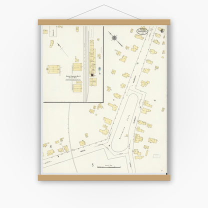 Old map wall art mockup — magnetic wood frame on white wall — Sanborn Fire Insurance Map from Oxford, Chenango County, New York (1910), Sheet #0006