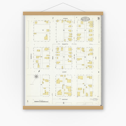 Old map wall art mockup — magnetic wood frame on white wall — Sanborn Fire Insurance Map from Apalachicola, Franklin County, Florida (1909) - Complete Map Set