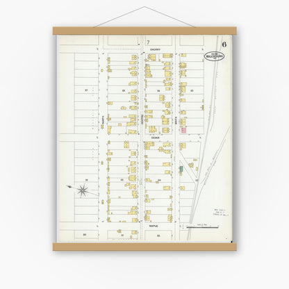 Old map wall art mockup — magnetic wood frame on white wall — Sanborn Fire Insurance Map from Mauch Chunk, Carbon County, Pennsylvania (1902), Sheet #0006
