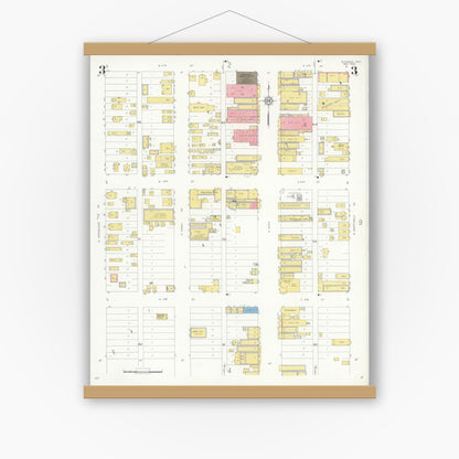 Old map wall art mockup — magnetic wood frame on white wall — Sanborn Fire Insurance Map from Borger, Hutchinson County, Texas (1933), Sheet #0003